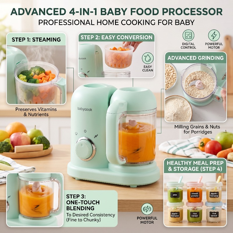 Baby Food Maker Blender - Многофункциональный высокоточный измельчитель для детского питания,